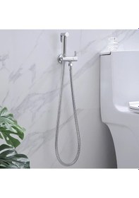 Resim Spiralli Taharetmatik Pirinç Taharet El Duşu Askılı Ara Musluk Set 100 Krom 