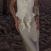Resim Jacquard Pilili Kumaş Moda Yelek 
