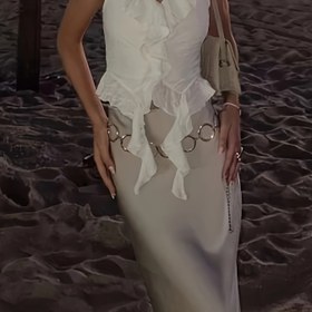 Resim Jacquard Pilili Kumaş Moda Yelek 