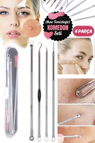 Resim Munico Siyah Nokta Temizleyici Set Sivilce Siyah Nokta Temizleme Kalite 4 Parça Paslanmaz Çelik Batık Ayak 