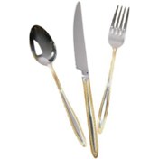 Resim Lugga Sare Gold Yemek Çatal Kaşık Bıçak Takımı 6 Kişilik 18 Parça Altın Sarısı 