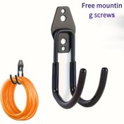 Resim 1 Adet Ağır Hizmet Tipi Metal Duvar Montajlı Bahçe Hortumu Askısı - Güç Gerektirmez, 4 Vida ve 2 Kanca Dahil, Bahçe Aletleri & Çim Bakım Ekipmanları İçin Dayanıklı Dış Mekan Organizatörü, Garaj, Kulübe, Teras için Sağlam Duvara Monte Edilebilir Hortum Tutucu 