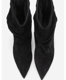 Resim Luvi Shoes Baleı Siyah Süet Hakiki Deri Kadın Kısa Topuklu Bot Siyah 