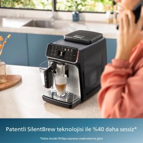 Resim Philips Lattego Tam Otomatik Kahve Makinesi Silentbrew Sessiz Teknoloji & Renkli Ekran 12 Çeşit (Sıcak & Soğuk) ve Çekirdek Kahve 