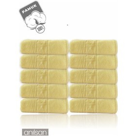Resim 25'li Sarı Greek El Havlusu - 50x90 Cm, 225gr, %100 Pamuk, Spa Ve Otel Havlusu, Günlük Kullanıma Uygun Sarı 