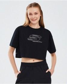 Resim Skechers Graphic T-shirt W Short Sleeve Kadın Siyah Tshirt S241014-001 