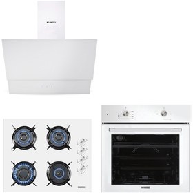 Resim Kumtel B66-S2 - KO-40TAHDF - DA6-835 Home Plus Beyaz Cam Ankastre Set 