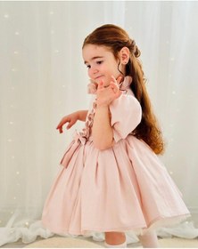 Resim H L Y Karol Tasarım Pudra Pembe İnci Vintage Kız Bebek Elbisesi,doğum Günü,fotoğraf Çekim Elbise,0-12 Yaş Uygun Pembe 