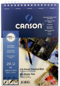 Resim Canson Çok Amaçlı Sanatsal Blok Mix Media Pad 200Gr A5 20 Yaprak 
