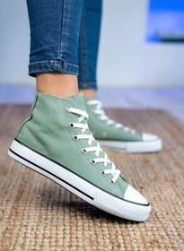 Resim LEVENT ÖZCAN Mint Yeşili Uzun Keten Spor Ayakkabı, Bilekli Unisex Sneaker 