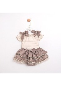 Resim Linda İkili Kız Bebek Takım Kahverengi 