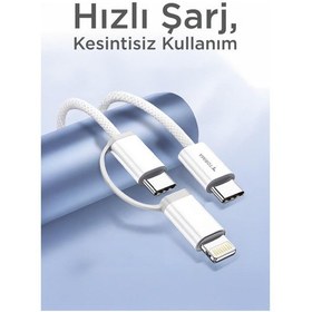 Resim Torima U16 2 İn 1 Type-C To Type-C And Ligthning 100 CM 65 W Hızlı Şarj Ve Data Kablosu 