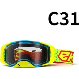 Resim Ccgloball Motosiklet Arazi Gözlüğü Gözlük Bisiklet Gözlüğü C31 Yeşil Ve Mavi Çerçeve Şeffaf Film 