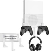 Resim Wall Mount for Xbox One S, Metal Wall Mount Holder for Xbox One S with Detachable 2 Controller Holder & Headphone Hanger 