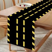 Resim 1 adet RunWay İnşaat Partisi Masa Koşucu - Siyah ve Sarı Checkered Tasarım, Dayanıklı Polyester, Erkek Doğum Günü, Spor Temalı Etkinlikler ve Kova Kamyon Partileri için Makine Yapılmıştır, Doğum Günü Parti Malzemeleri 