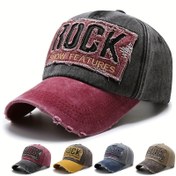 Resim Vintage Rock Show, Beyzbol Şapkası, Unisex Pamuk Karışımı Kazık Şapka, Açık Hava Güneş Koruma, Rahat Sokak Giyimi, Yaz Gölgesi, El Yıkamalı - %100 Pamuk Karışımı 