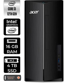 Resim acer ASPİRE TC1760 EDTBHUEM004065 i3 12100 16GB RAM 4TB SSD W11H MASAÜSTÜ BİLGİSAYAR 