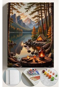 Resim Sayılarla Boyama Seti Numaralı Tuval Fırça Boya 40x50 Cm - Çadır Kamp 