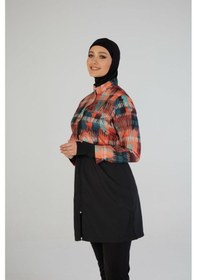 Resim Estiva 26976 Siyah Urban Wave Tam Kapalı Croplu Pantolonlu Tesettür Mayo 