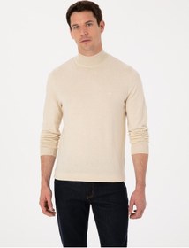 Resim Cacharel Bej Slim Fit Pamuk Karışımlı Yarım Balıkçı Yaka Triko Kazak 