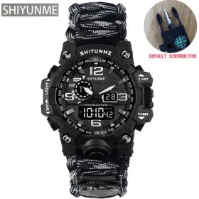 Resim Hanyang Gri Açık Survival Izle Çok Fonksiyonlu Su Geçirmez Askeri Taktik Paracord Izle Bilezik Kamp Yürüyüş Acil Durum Dişli (Yurt Dışından) 