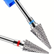 Resim 2'li Set Akrilik Tırnaklar için Matkap Uçları, Ev Salonu için Profesyonel Elektrikli Tırnak Matkap Uçları 3/32" Şaftlı İnce+Orta Boy Tırnak Uçları 