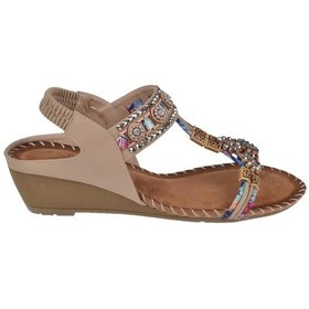 Resim Guja Dolgu Taban Taşlı Kadın Sandalet Gj-15130 Bej-bej Bej 