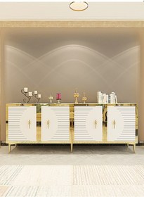 Resim Ka1801dbg Tuna Konsol, Tv Sehpası Safirmeşe-beyaz-gold 180cm Safirmeşe-beyaz-gold 