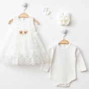 Resim Petite Ponpon Baby Kız Bebek Yenidoğan Mevlüt Elbisesi Bebek Hediyelik Mevlütlük Elbise 
