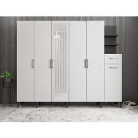 Resim Açelya Portmanto Vestiyer Füme Beyaz M7-270 cm 