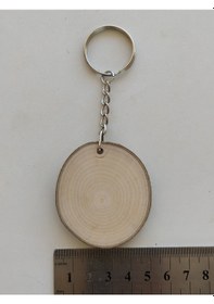 Resim 100 Adet Boyanabilir Hediyelik Anahtarlık Kütük Dilimi 3-5 Cm Boş 