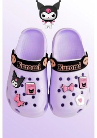 Resim Kuromi Karakter Kız Çocuk Önü Kapalı Havuz Plaj Sokak Terliği Mor 