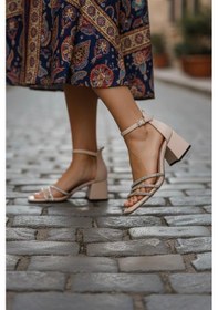 Resim Kadın Liza Taşlı Yeni Sezon Abiye Ayakkabı Bej 