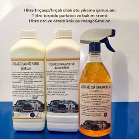 Resim Şimal otokimya market 3'lü araba temizleme seti/oto bakım seti 1 litrelik 