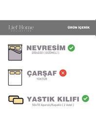 Resim Flanel Pazen Kumaşından Çift Kişilik Nevresim Seti %100 Pamuk/cotton Mavi - Beyaz 