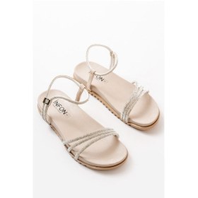 Resim Bej Taşlı Kadın Sandalet Çok Renkli 