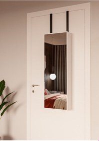 Resim Laven Aynalı, Asılabilir, Fonksiyonel, Kullanışlı, Şık, Ahşap, Beyaz, Takı Ve Makyaj Dolabı, Beyaz 