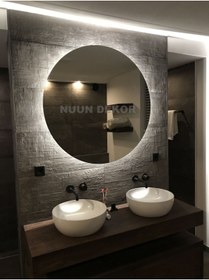 Resim NUUN DEKOR 80cm Beyaz Ledli Banyo Lavabo Ofis Kuaför Makyaj Aynası - Trafolu 