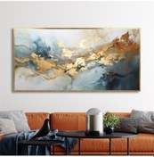 Resim Yağlı Boya Dokulu Tablo Kahve Altın Gold Soyut Altın Çerçeveli U08041-179055 