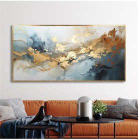 Resim Yağlı Boya Dokulu Tablo Kahve Altın Gold Soyut Altın Çerçeveli U08041-179055 