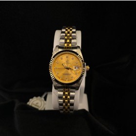 Resim KİVAAKSESUAR Taş Detaylı Gold-Silver Su Geçirmez Çelik Saat 