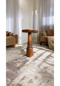 Resim Doğal Masif Ahşap Tekli Yan Sehpa Açık Ceviz Mantar Sehpa Modeli - Wooden Side Table Açık Ceviz 
