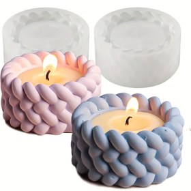 Resim 3D İp Örgülü Mum Kavanozu Kalıbı - DIY Düzensiz Düğüm Tasarımı Mumluklar, Takı Tutucular, Sanat Kil El İşleri için Silikon & Reçine Döküm Kalıbı - Pastel Pembe & Mavi Ev Dekorasyon Saklama Kutusu, Mum Kalıpları, Yaratıcı El İşi Projesi, Esnek El Aleti, El Yapımı Hediye Yapıcıları 