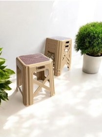 Resim 4 Adet Modern Orta Boy Plastik Mutfak, Banyo, Balkon Ve Bahçe Taburesi Krem 