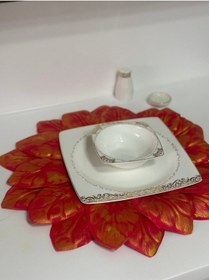 Resim Eva Supla Amerikan Servis Kırmızı Gold Detaylı Tasarım Kırmızı 