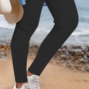 Resim Plus Size Casual Pantolon, Kadınların Artı Katı Elastik Yüksek Bel Yüksek Esnek Skinny Pantolonları 