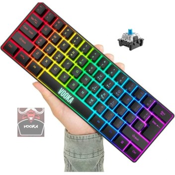 Vooka Trol Red Switch Mini Rgb Oyun Klavyesi Gaming Mekanik 62 Tuşlu 18 Rgb LED USB Tip-C Kablosu Beyaz