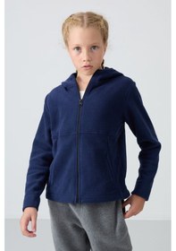 Resim Tommy Life İndigo Kalın Yumuşak Dokulu Standart Fit Nakışlı Polar Kız Çocuk Sweatshirt - 75152 İndigo 