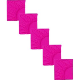 Resim 5 Adet Pamuklu Ve Lastikli 60 X 120 + 15 Cm Penye Bebek Çarşaf-fuşya 
