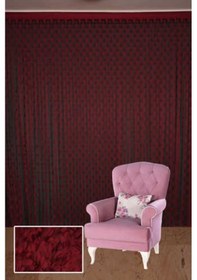 Resim Puanlı Model Bordo Renk İp Perde Hazır Düğmeleri Dikilmiş İp Perde 300 270 Cm Bordo 